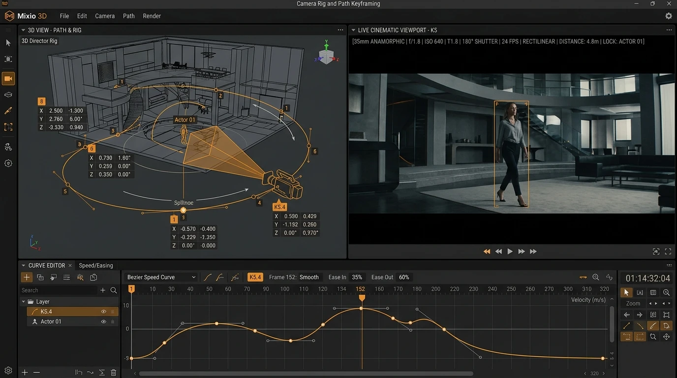 Mixio 3D Camera Rig and Path Keyframing